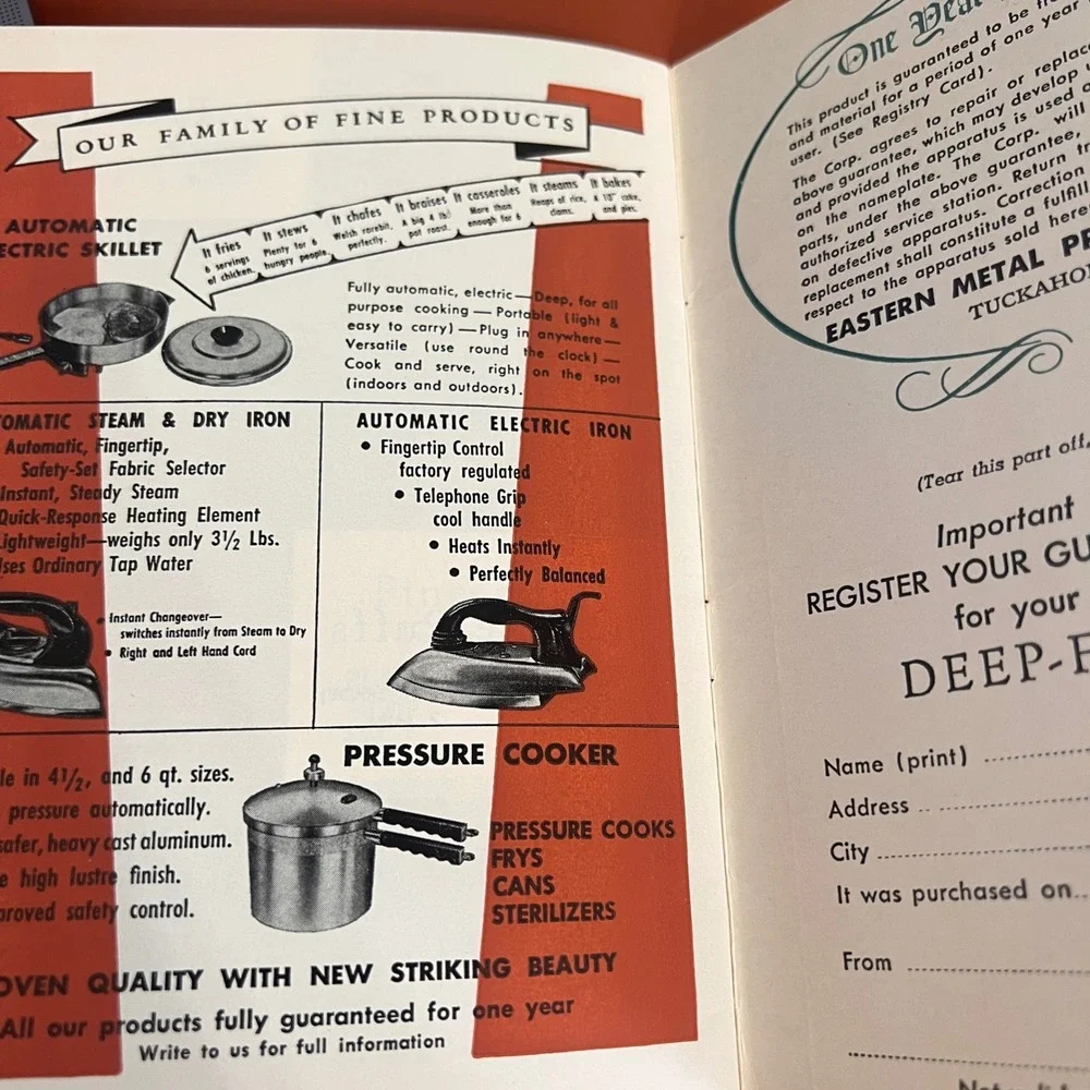 Vintage‎ Eastern Metal Products Deep-Fry Recipe Instruction Booklet Tuckahoe NY